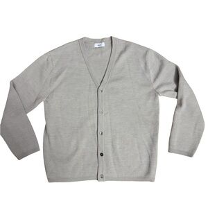 Lmood Seoul Korean Men’s light gray V-neck Cashmere Wool cardigan Size 48 Large